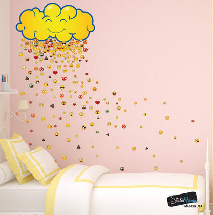 Happy Cloud Raining 200 Smiling Faces Graphic Decal #6093