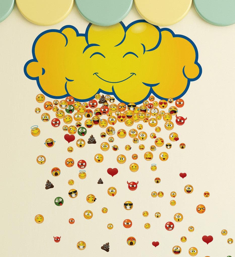 Happy Cloud Raining 200 Smiling Faces Graphic Decal #6093