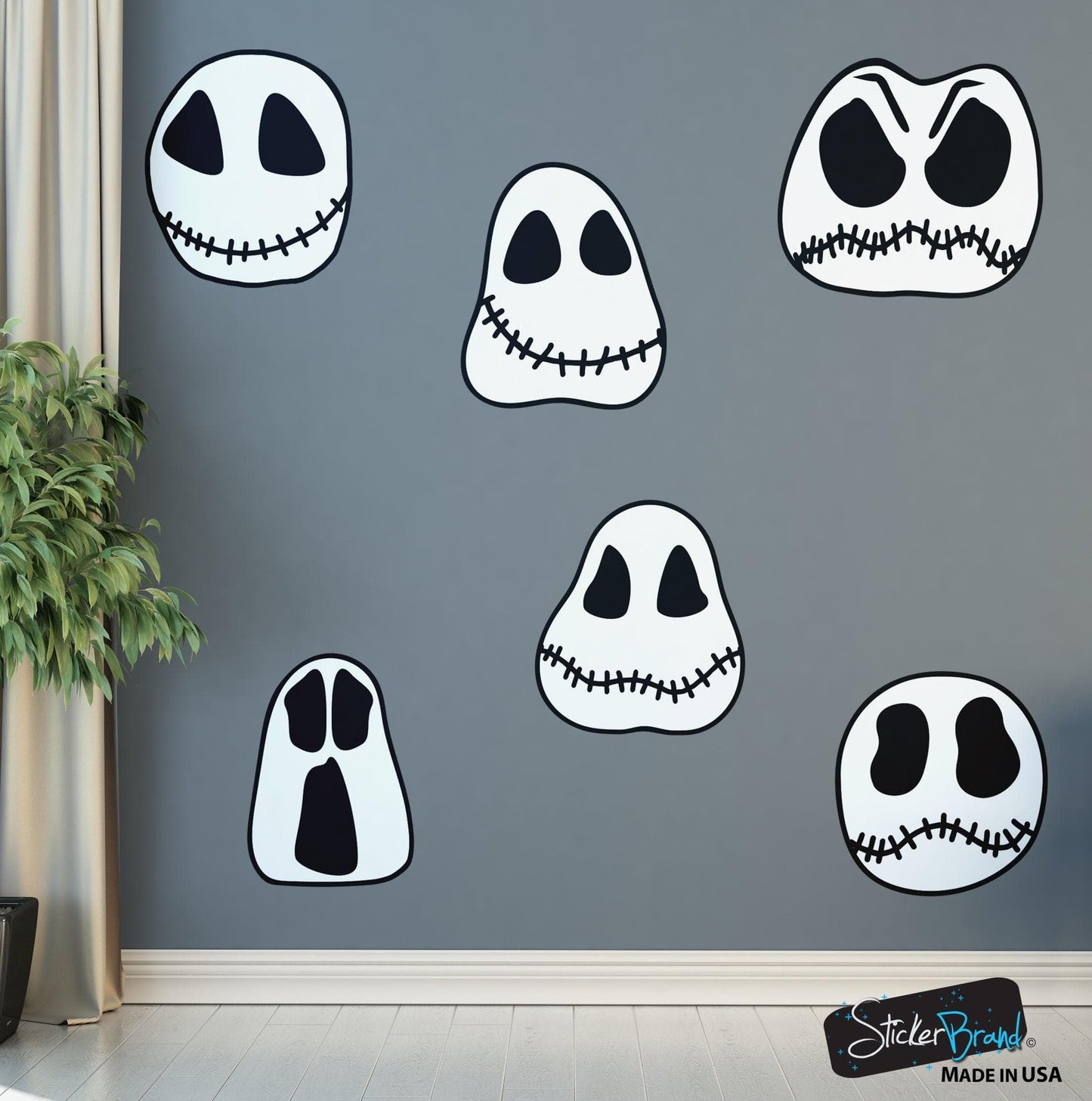 Halloween Ghost Skulls Wall Decal Sticker Decoration (Set of 6) #6099