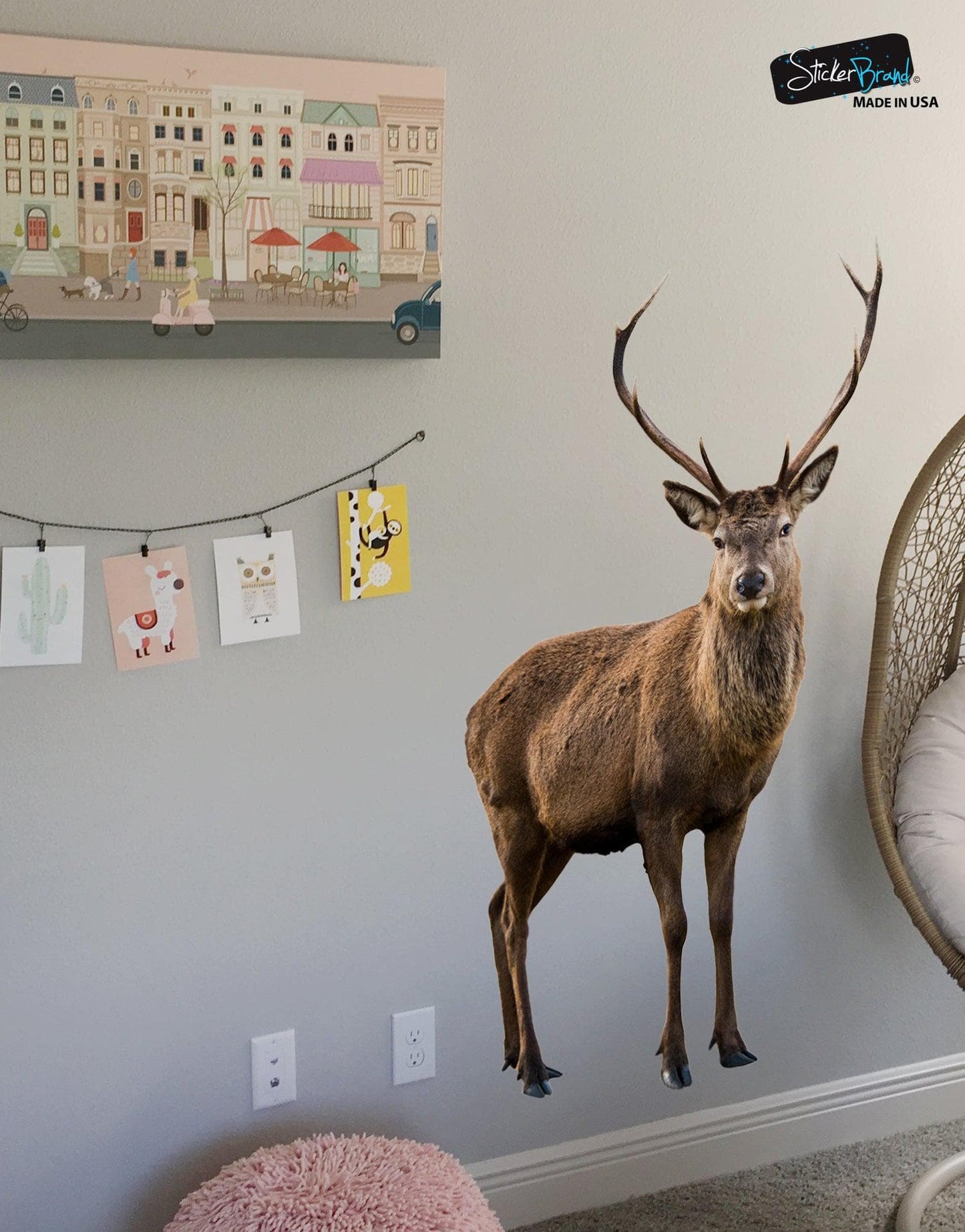 Wildlife Nature Deer Wall Decal Sticker. Posing and Staring. Large Horn Buck with Antlers. #6105