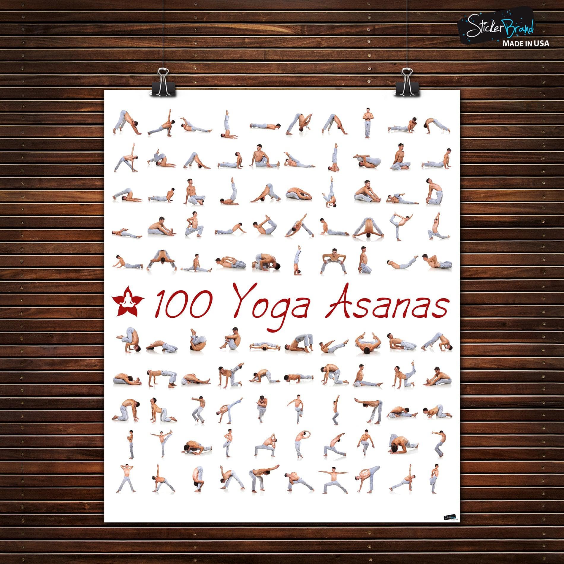 Yoga Poses Reference Chart Studio Gray Black Wood Framed Poster 14x20 -  Poster Foundry