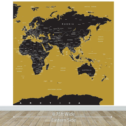 GOLD World Map Wall Mural. #6135