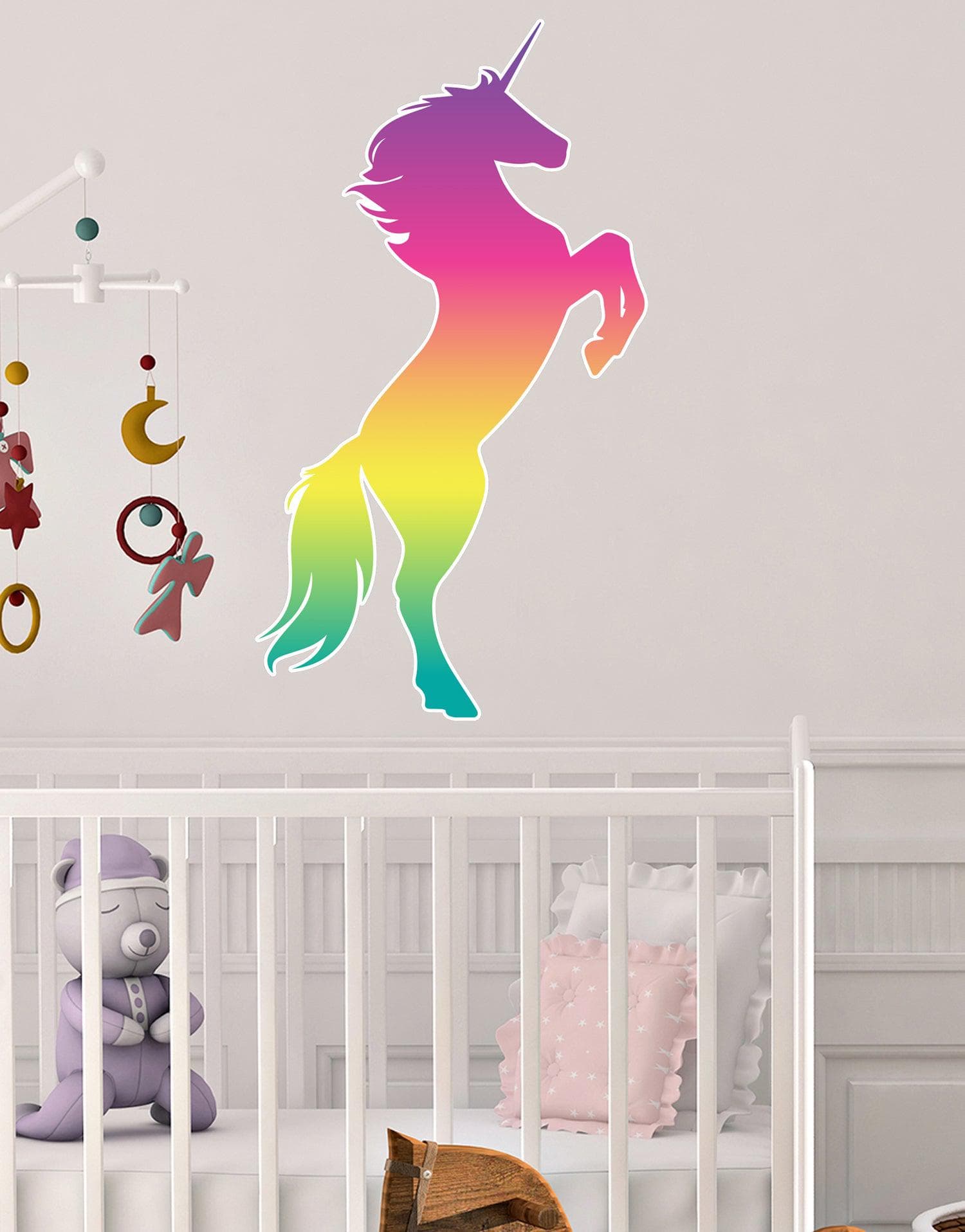 Rainbow Unicorn Wall Decal Sticker. Girl's bedroom decor. Fantasy Silh –  StickerBrand