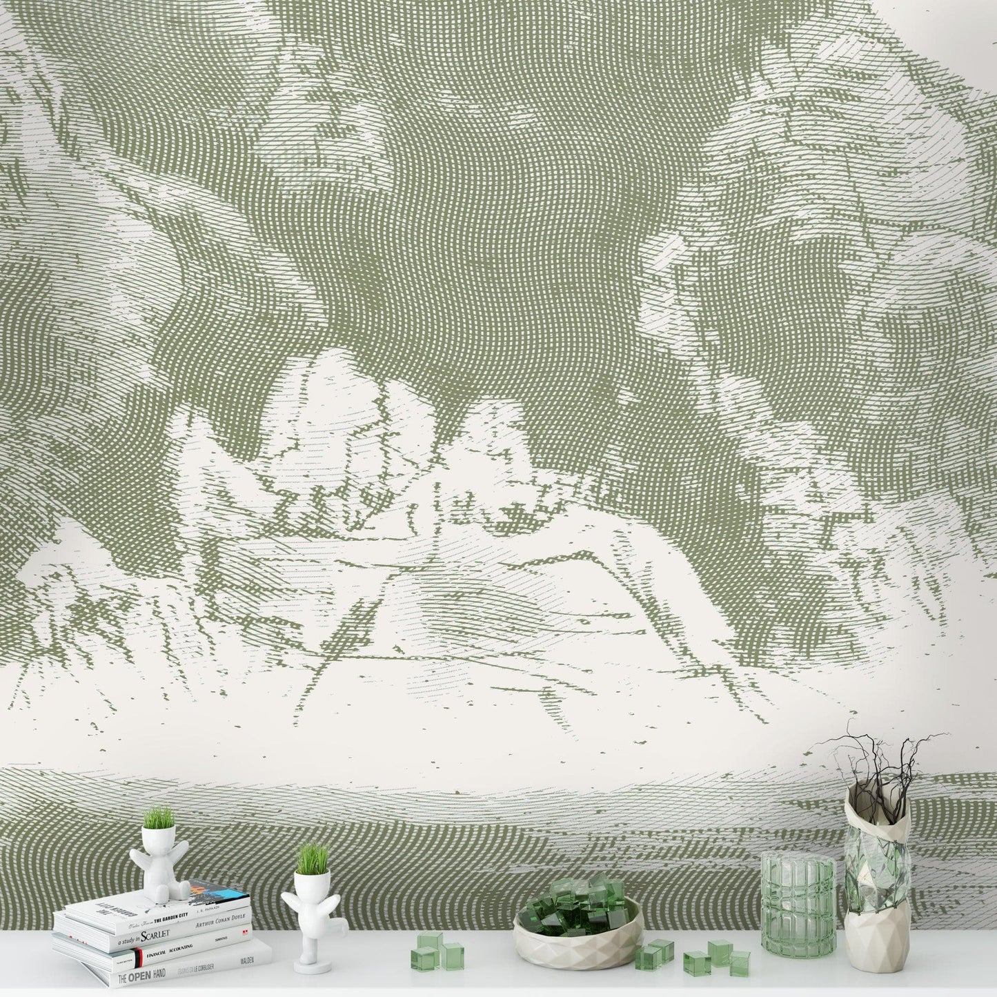 Shan Shui Traditional Chinese Mountain Landscape Scenery Painting Wall Mural. #6178