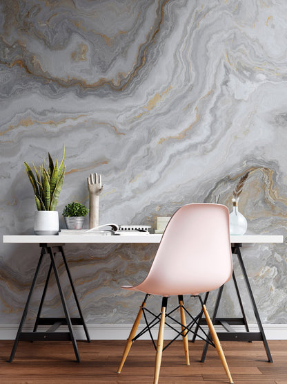 White Marble Stone Granite Slate Peel and Stick Wallpaper | Removable Wall Mural #6180