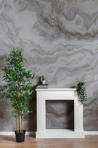 White Marble Stone Granite Slate Peel and Stick Wallpaper | Removable Wall Mural #6180