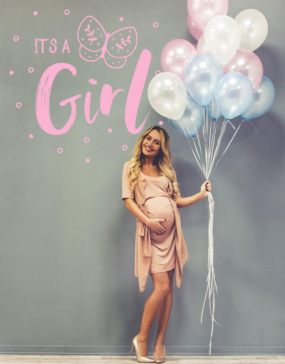 It’s a Girl Gender Reveal Vinyl Wall Decal Sticker. Perfect decoration for a Baby Reveal / Baby Shower party. #6188