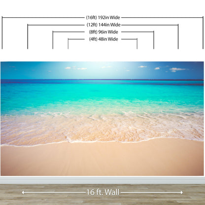 Tropical White Sand Paradise Beach Ocean Wave Scenery Wall Mural. #6201