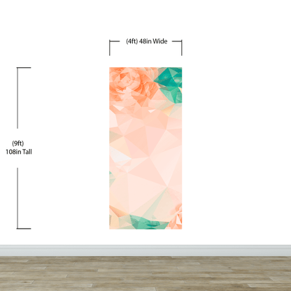 Geometric Pink Flower Pattern Peel and Stick Wallpaper | Removable Wall Mural #6211