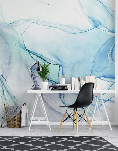 Abstract Ink Pattern Peel and Stick Wallpaper. Removable Wall Mural. (Blue, Green, Purple) #6212