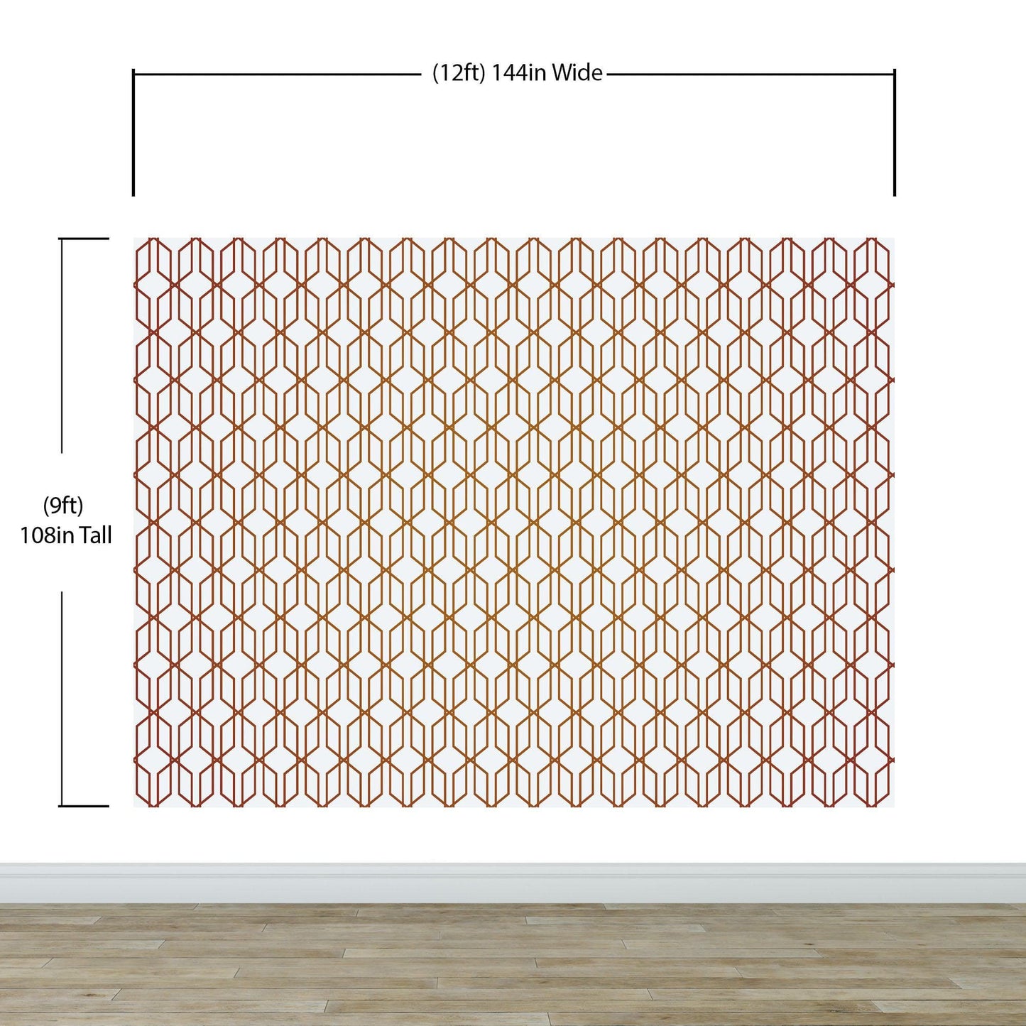 Modern Geometric Shape 3D Hexagon Bronze Lines Peel and Stick Wallpaper | Removable Wall Mural #6213