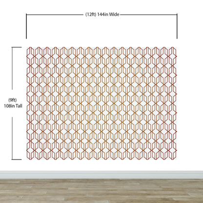 Modern Geometric Shape 3D Hexagon Bronze Lines Peel and Stick Wallpaper | Removable Wall Mural #6213