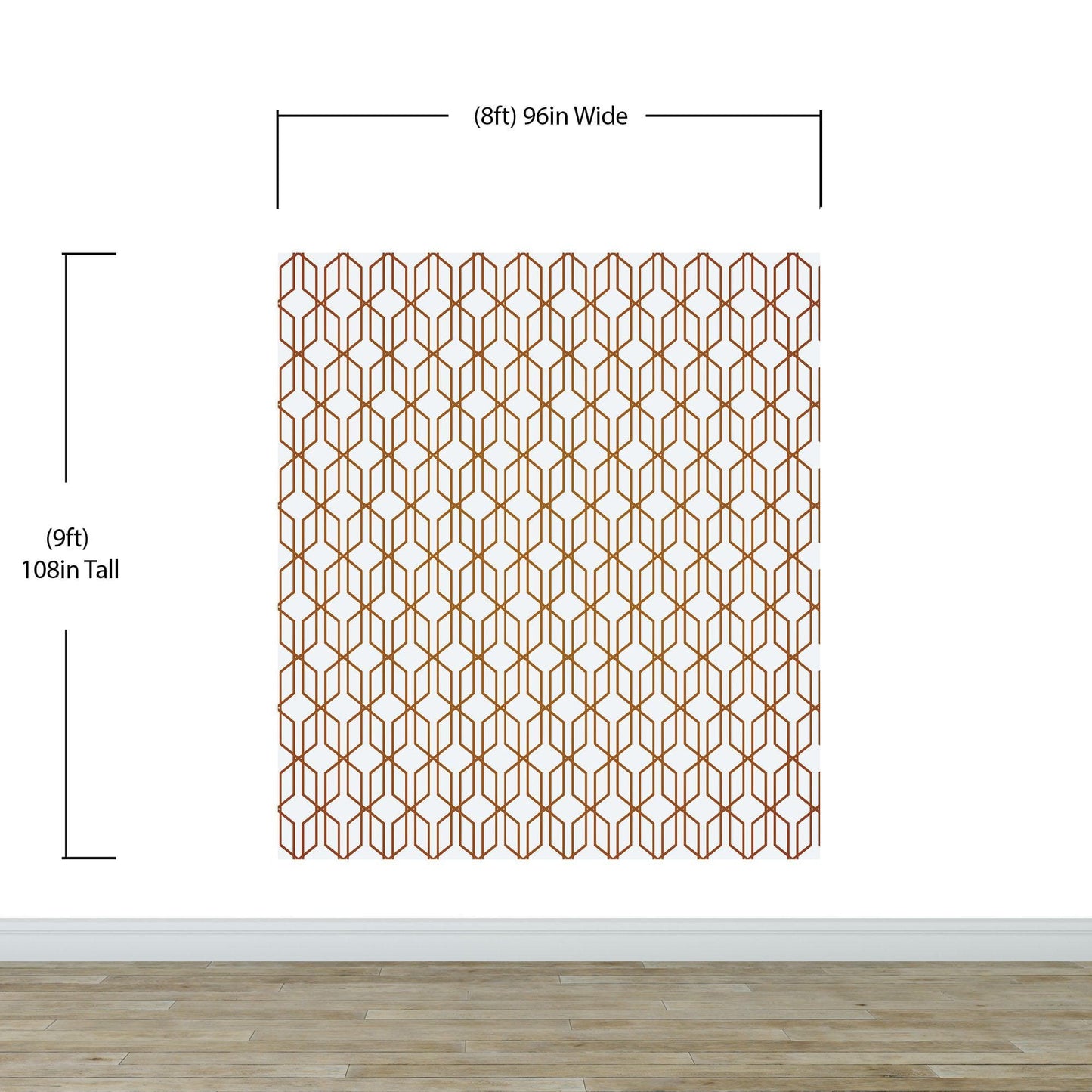 Modern Geometric Shape 3D Hexagon Bronze Lines Peel and Stick Wallpaper | Removable Wall Mural #6213