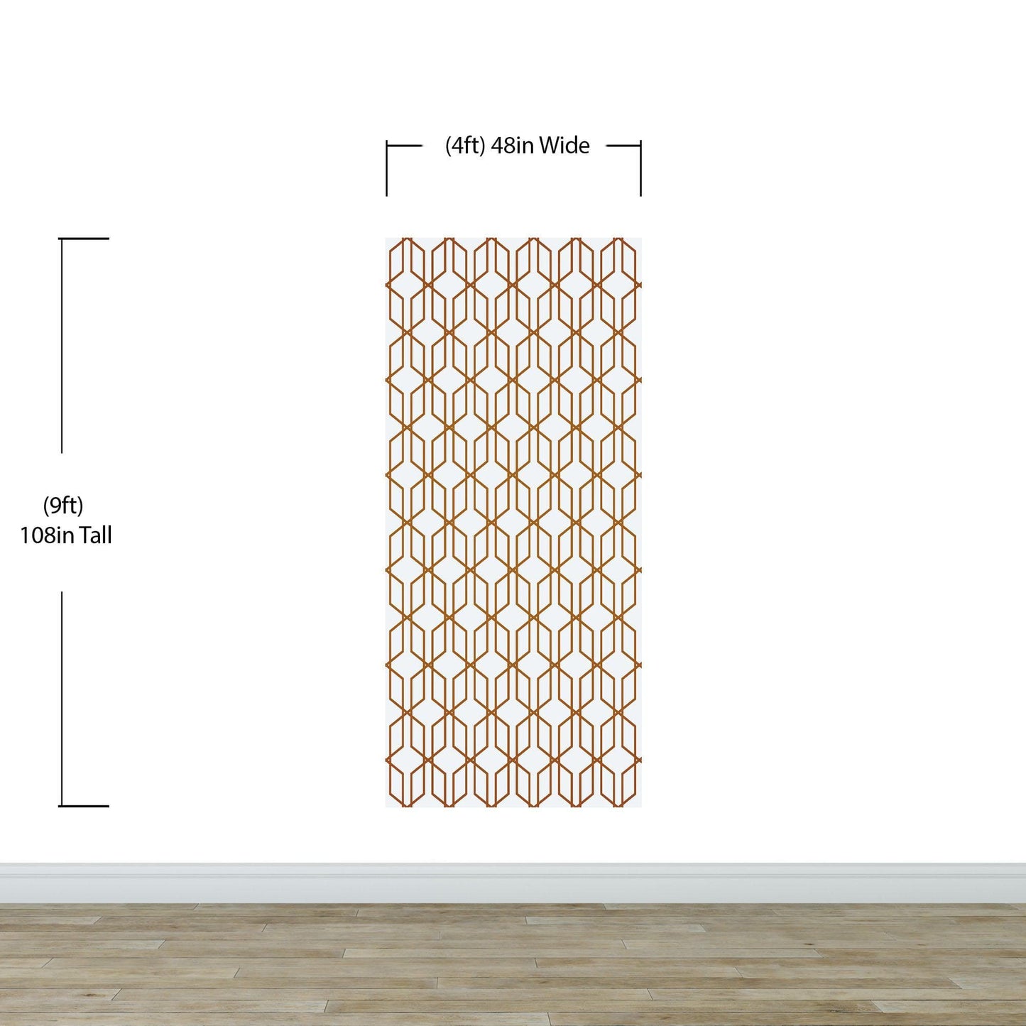 Modern Geometric Shape 3D Hexagon Bronze Lines Peel and Stick Wallpaper | Removable Wall Mural #6213