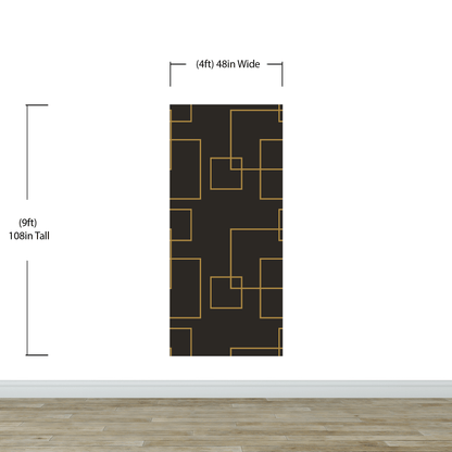 Dark Brown and Gold Square Geometric Pattern Peel and Stick Wallpaper | Removable Wall Mural #6215