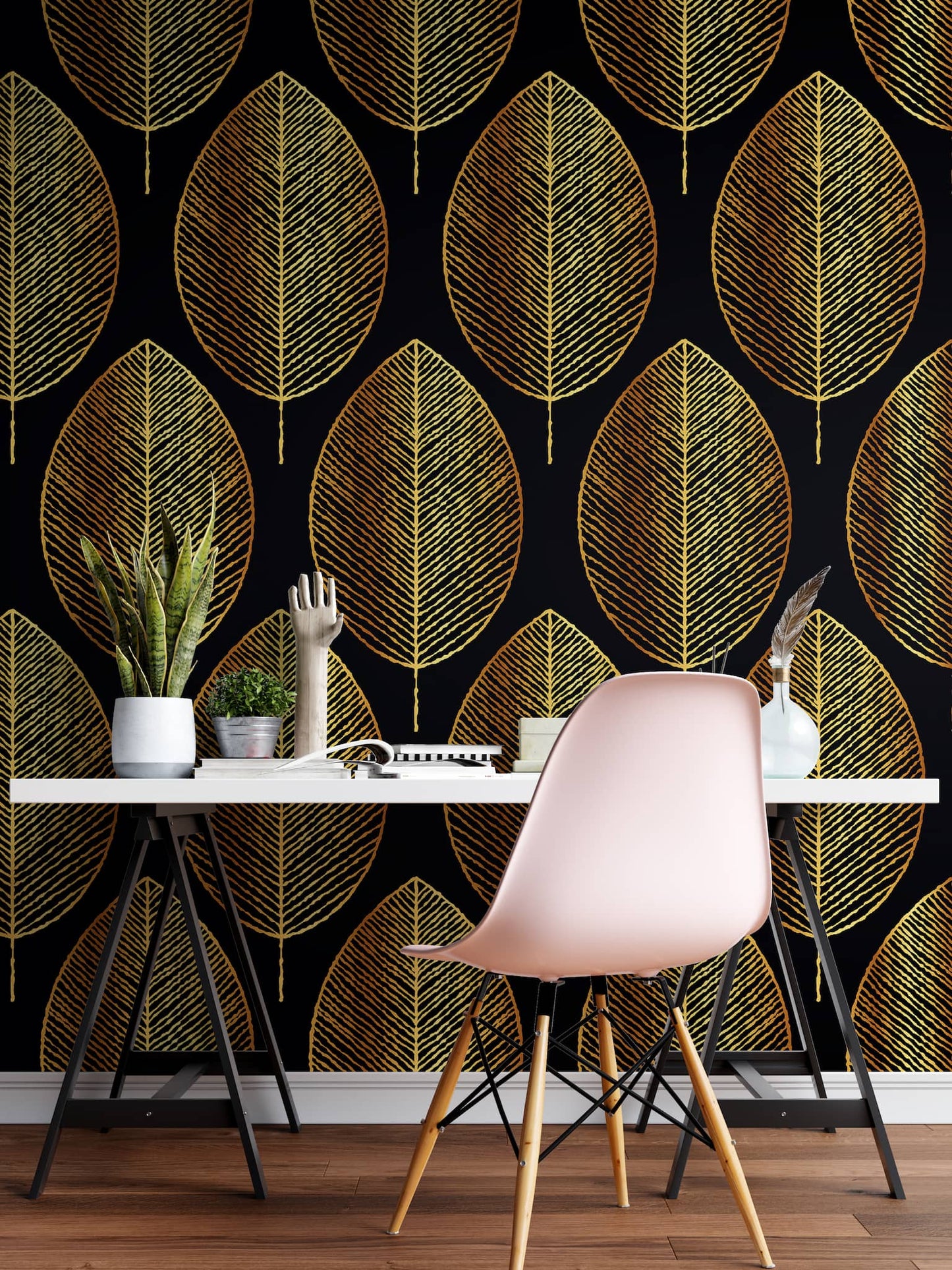 Luxury_Leaf_Pattern_Design_On_Wall