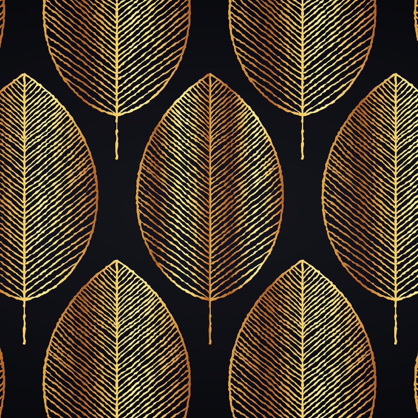 Gold Leave Autumn Pattern Peel and Stick Wallpaper | Removable Wall Mural #6217