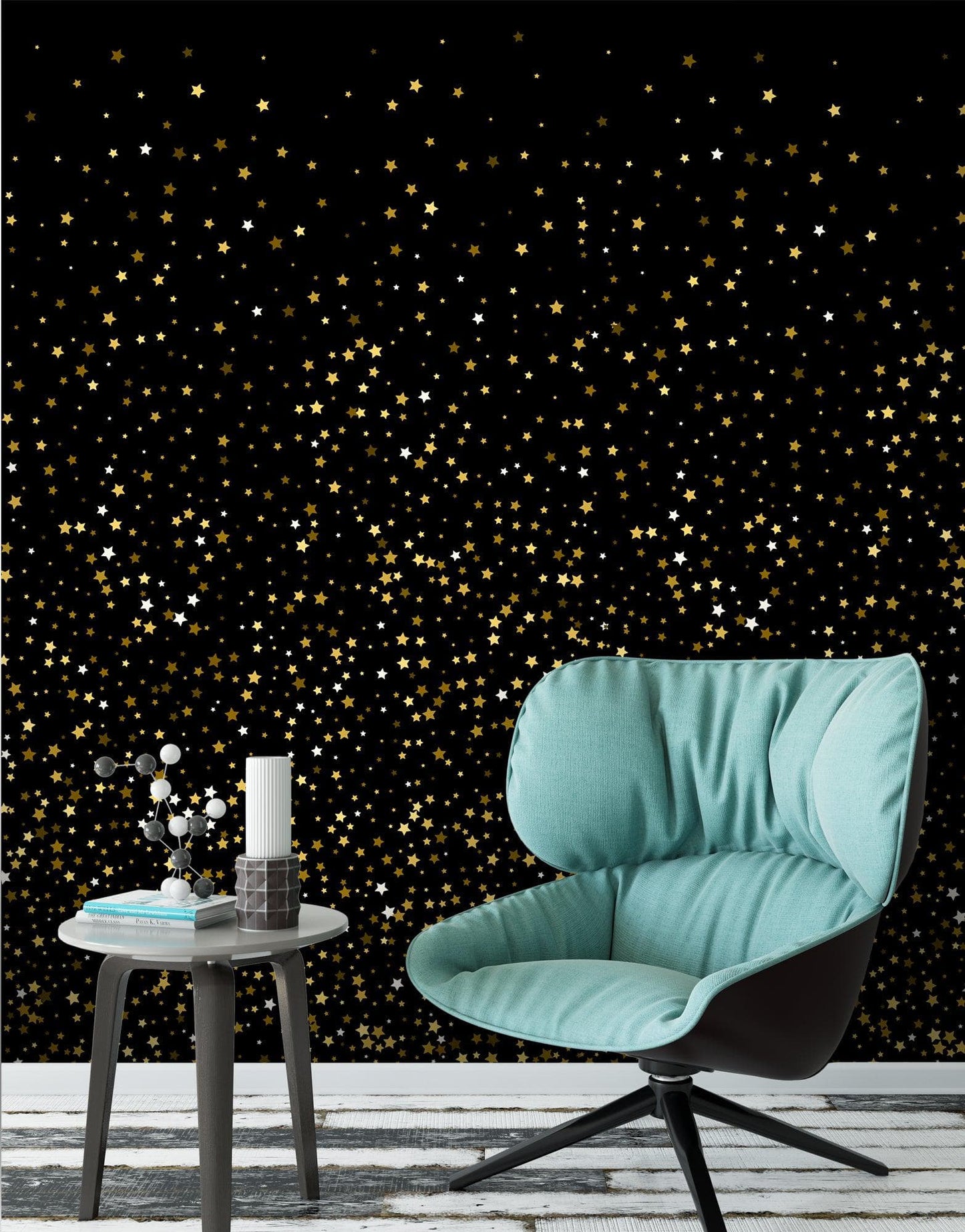 Gold Starry Night Mural #6226