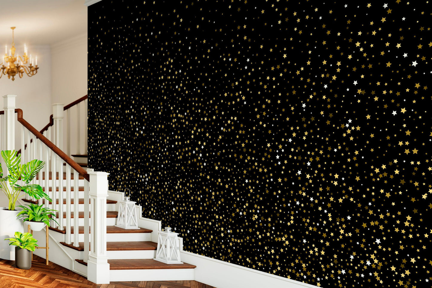 Gold Starry Night Mural #6226