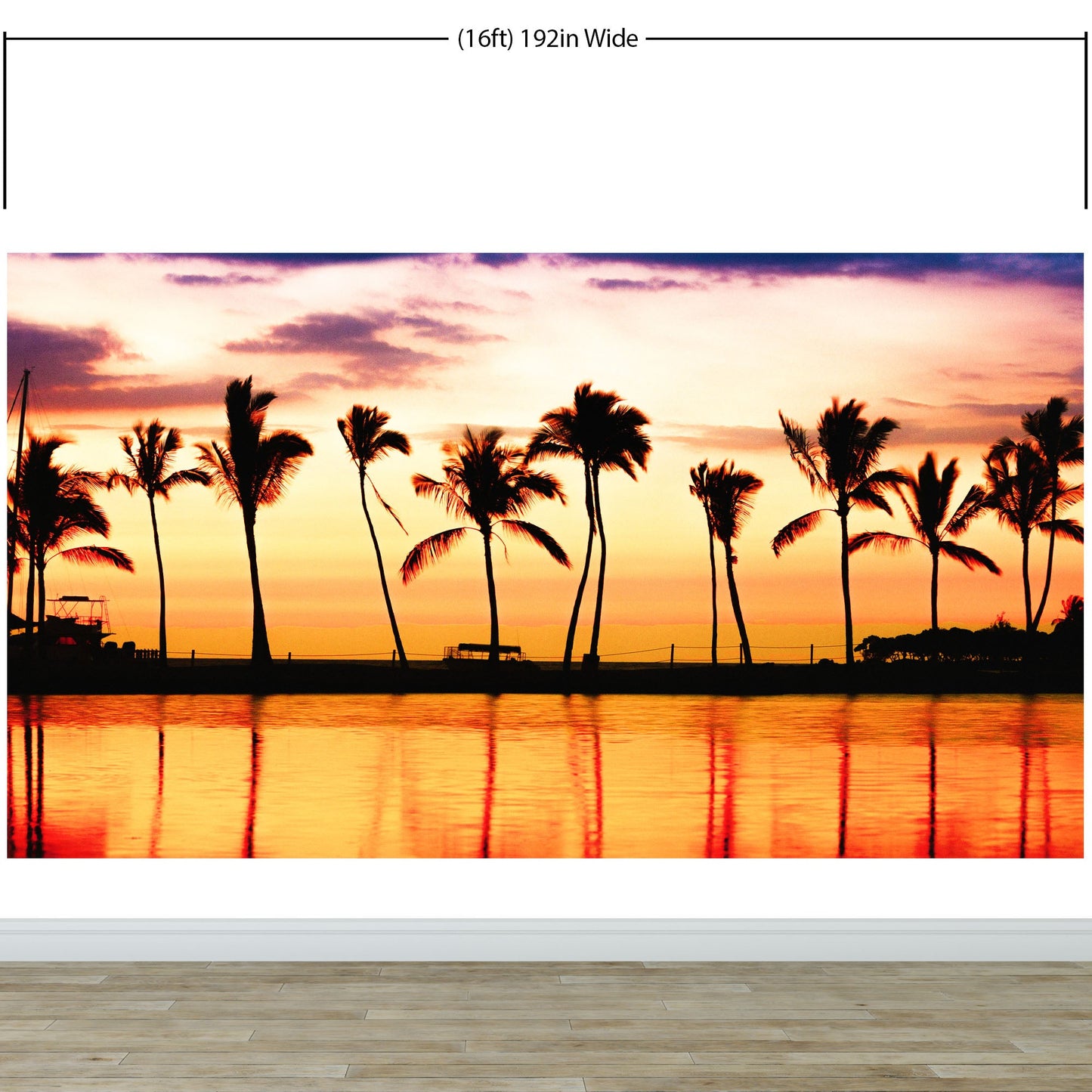 Tropical Sunset Palm Tree Paradise Wall Mural. #6236