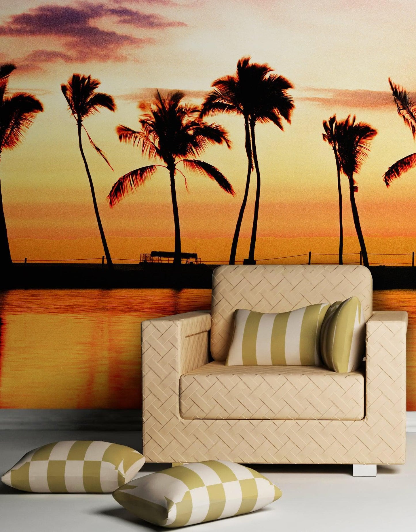 Tropical Sunset Palm Tree Paradise Wall Mural. #6236