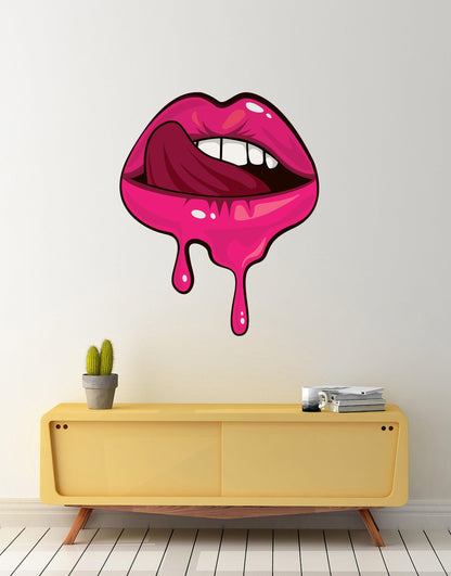 Sexy Lips Licking Wall Graphic Decal. #6253