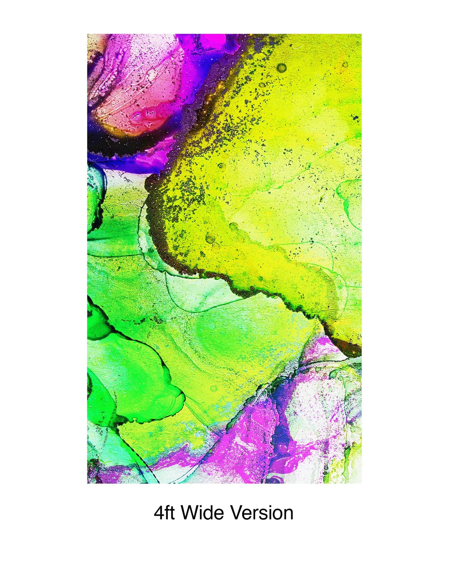 Alcohol Ink Abstract Pattern Peel and Stick Wallpaper Mural. (Lime, Green, Yellow, Purple Stained) #6257