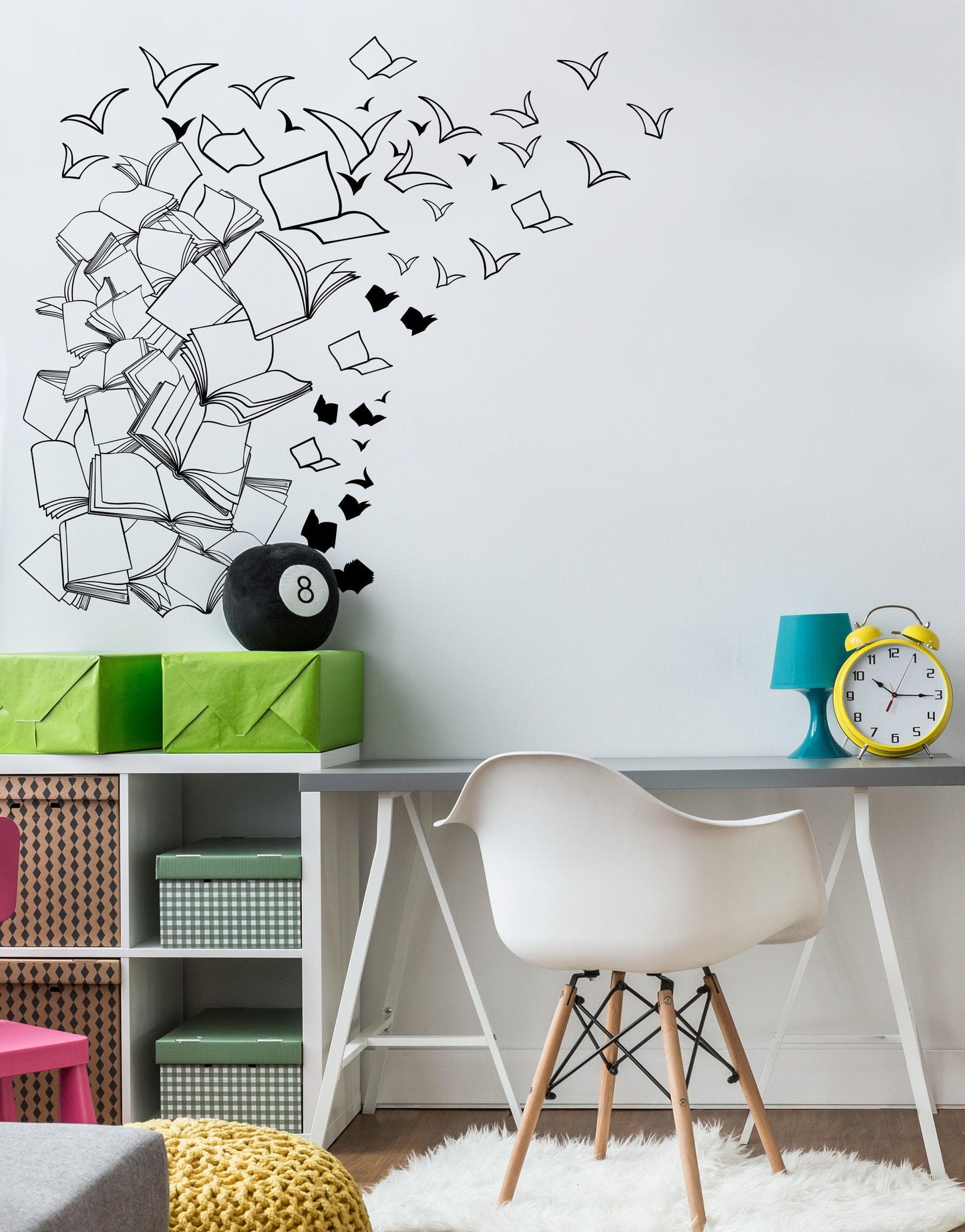 Flying Library Books Vinyl Wall Decal #6261