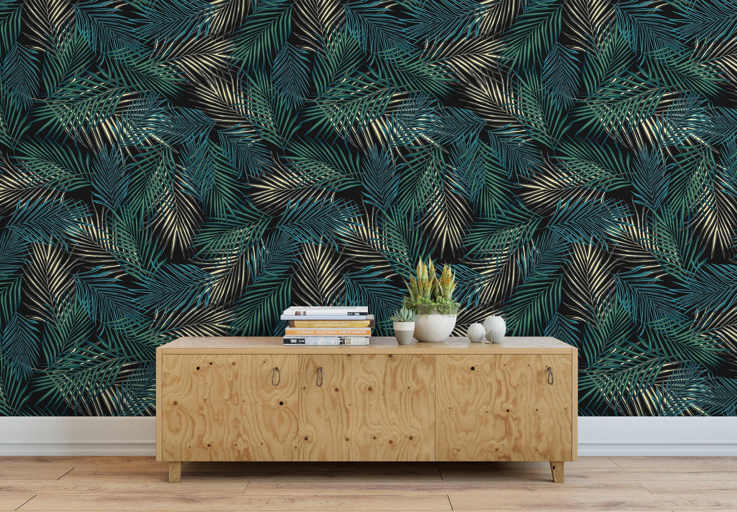 Tropical Palm Leave Pattern Peel and Stick Wall Mural. #6264