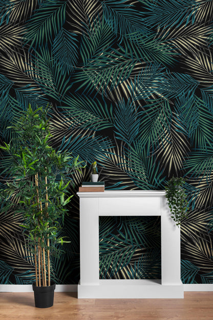 Tropical Palm Leave Pattern Peel and Stick Wall Mural. #6264