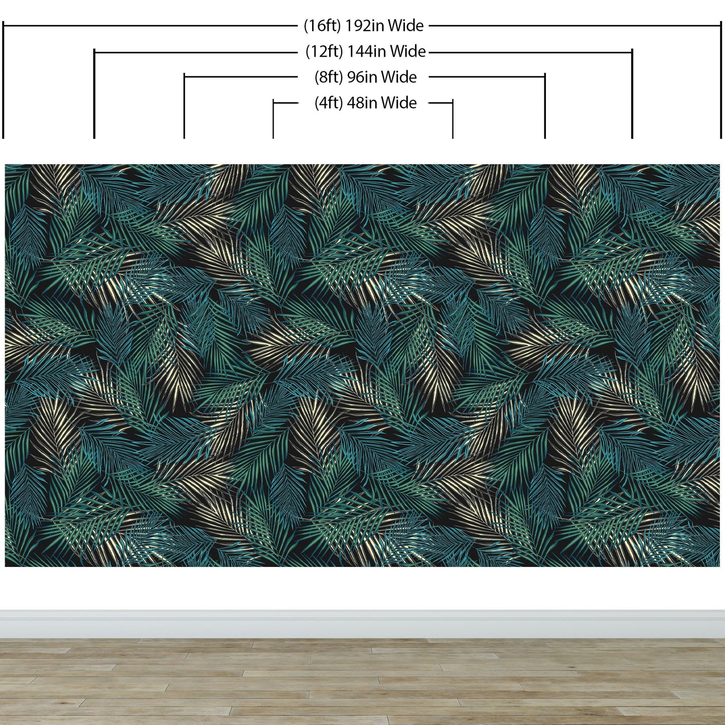 Tropical Palm Leave Pattern Peel and Stick Wall Mural. #6264