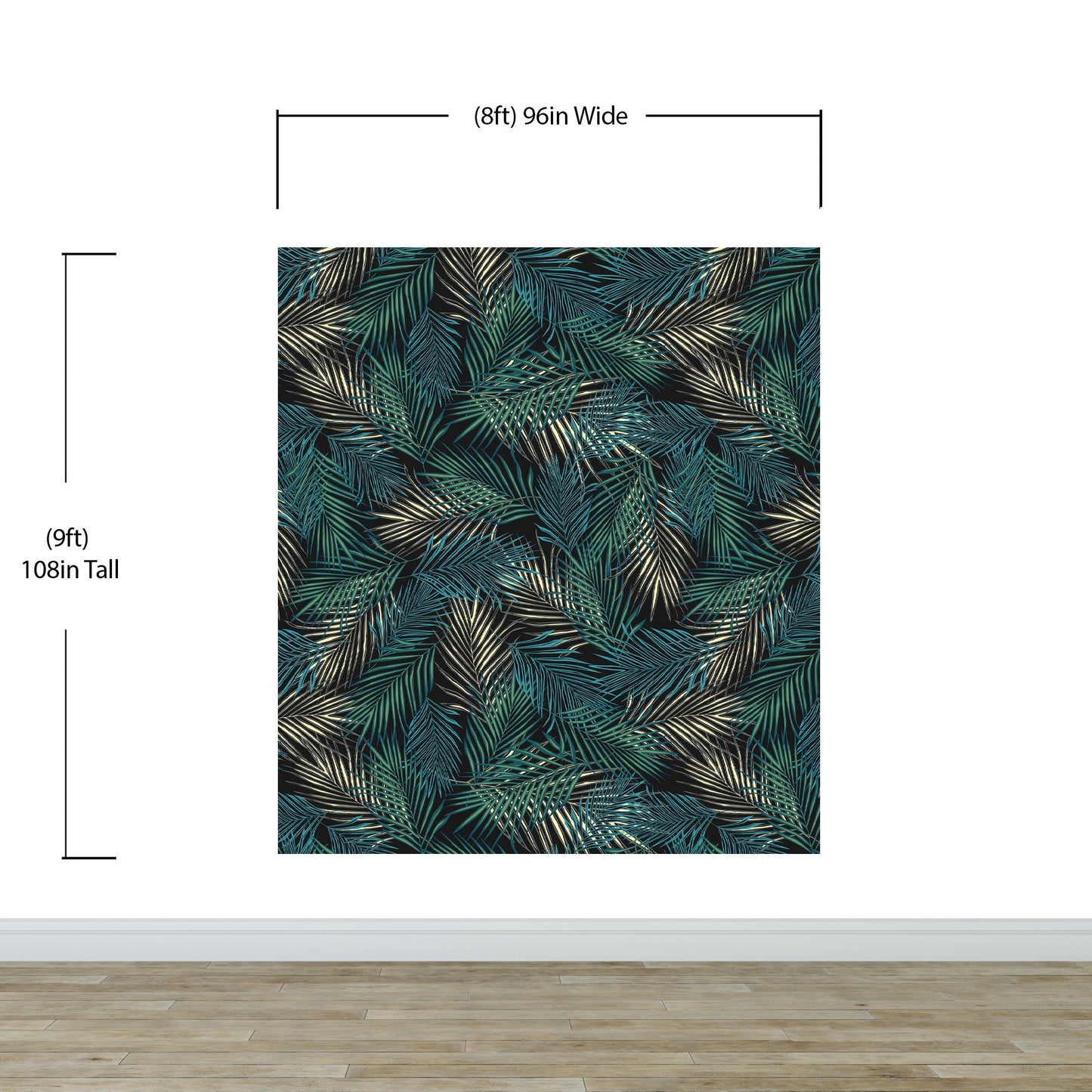 Tropical Palm Leave Pattern Peel and Stick Wall Mural. #6264