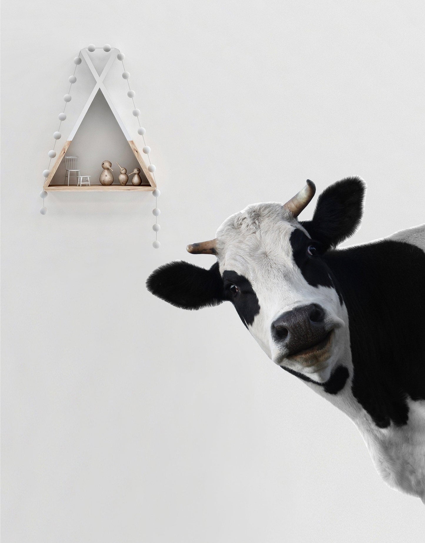 Peeking Cow Wall Decal Color Graphics. #6266