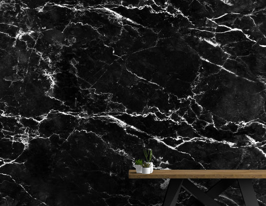 Black Marble Stone Granite Slate Peel and Stick Wallpaper | Removable Wall Mural #6274