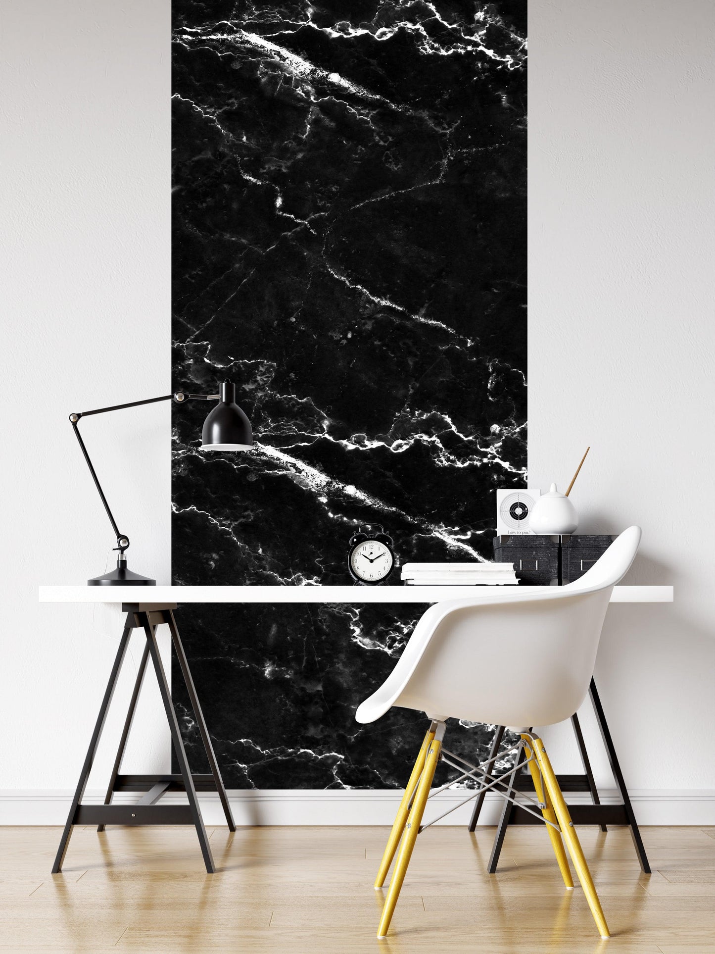 Black Marble Stone Granite Slate Peel and Stick Wallpaper | Removable Wall Mural #6274