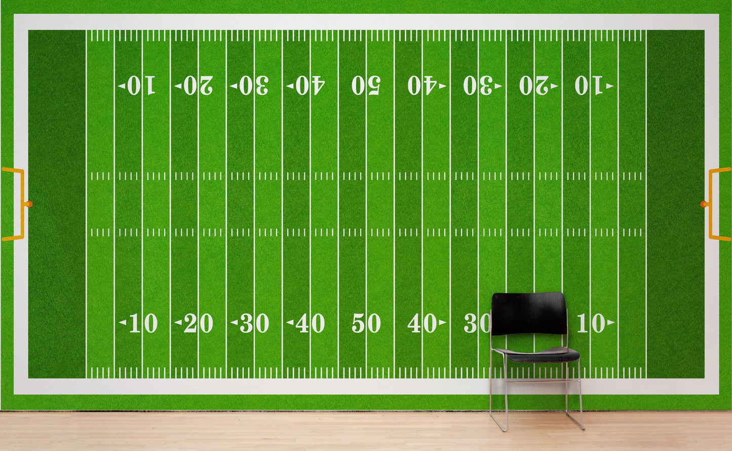 Football Field Wall Mural. 100 yard field with end zone large wall mural. #6276