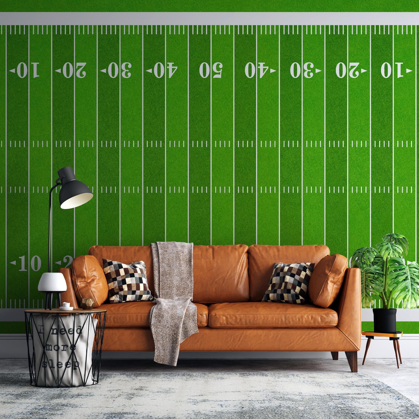 Football Field Wall Mural. 100 yard field with end zone large wall mural. #6276