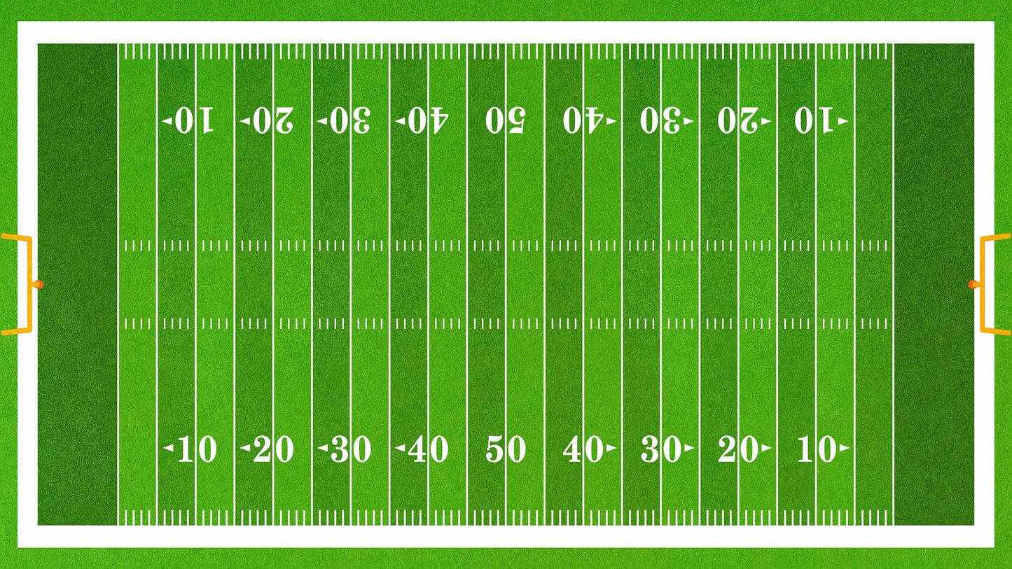 Football Field Wall Mural. 100 yard field with end zone large wall mural. #6276