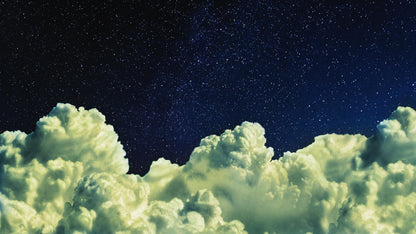 Dreamy Cloudy Night Among the Stars Wall Mural. Abstract Night Sky, Stars and Clouds. Peel and Stick Wallpaper. #6300