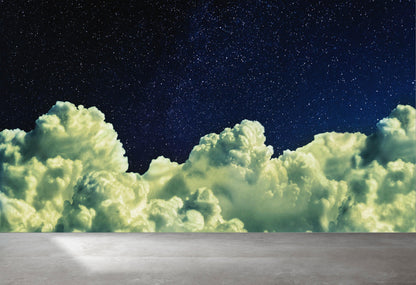 Dreamy Cloudy Night Among the Stars Wall Mural. Abstract Night Sky, Stars and Clouds. Peel and Stick Wallpaper. #6300
