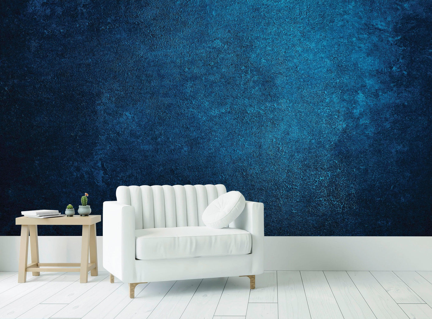 Dark Navy Blue Grunge Knock-Down Textured-Style Abstract Wall Mural. #6302