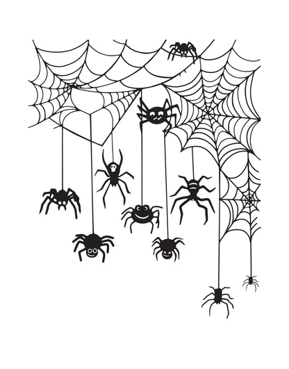 Spider Webs Hanging from Wall Vinyl Wall Decal. Halloween Decor. #6303