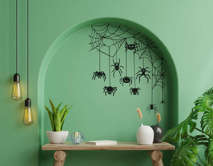 Spider Webs Hanging from Wall Vinyl Wall Decal. Halloween Decor. #6303