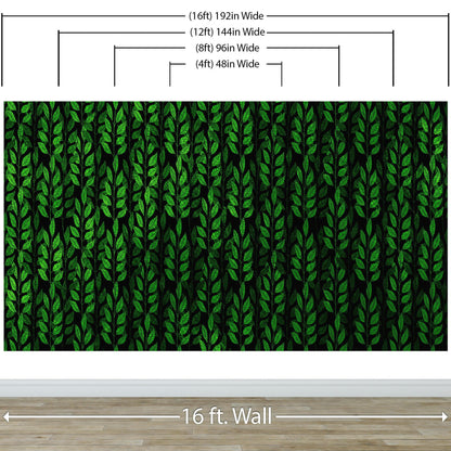 Leaves and Vines Farmland Theme Wall Mural. Green Crops Illustration Background. #6305