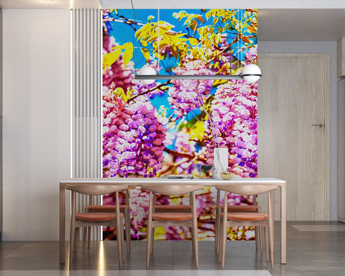 Colorful Purple Wisteria Flower Wall Mural. Peel and Stick Wallpaper. #6307