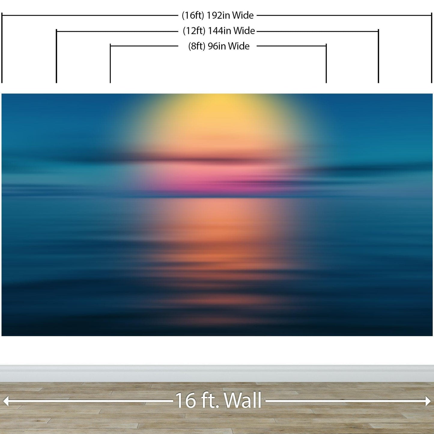 Sunset over the Ocean Horizon Wall Mural. Peel and Stick Wallpaper. #6308