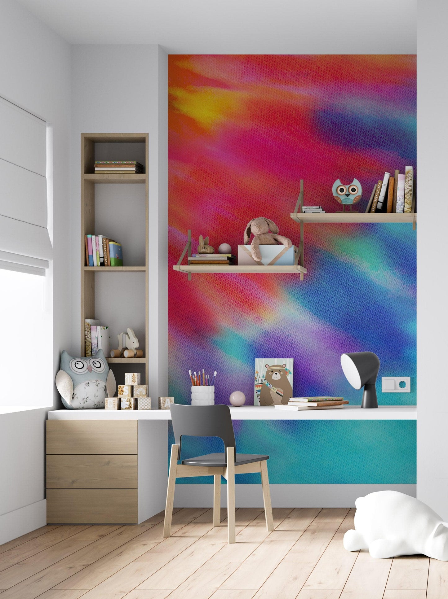 Colorful Tie-Dye Wall Mural Design. Peel and Sticker Wallpaper. #6327