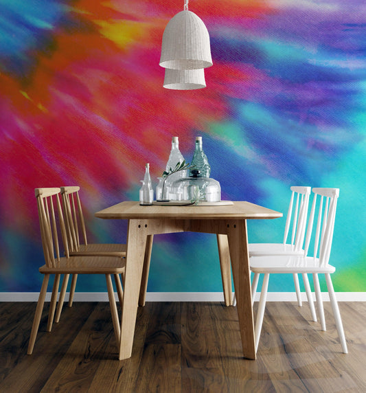 Colorful Tie-Dye Wall Mural Design. Peel and Sticker Wallpaper. #6327