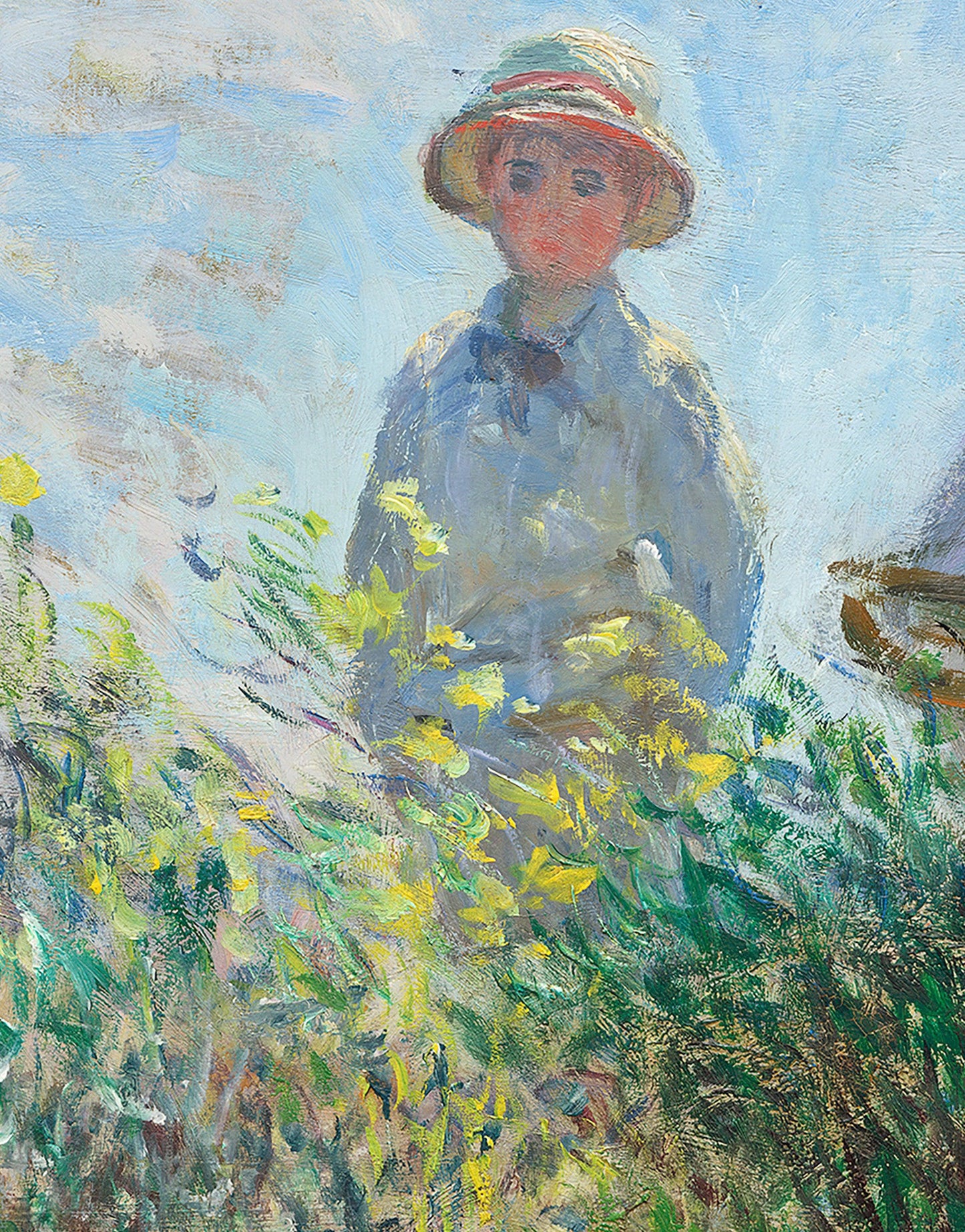 Monet Painting Wall Mural. Woman with a Parasol, Madame Monet and Her Son (1875) Painting. #6332