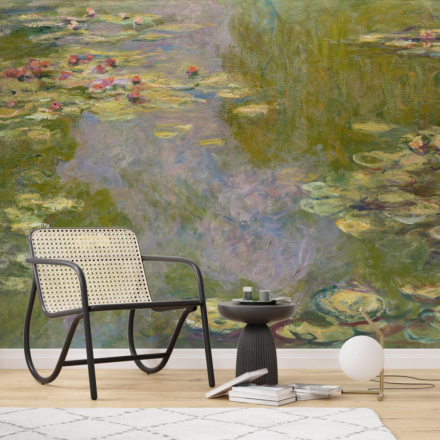 Monet Painting, Water Lilies (From 1919). Peel and Stick Wallpaper Wall Mural. #6333
